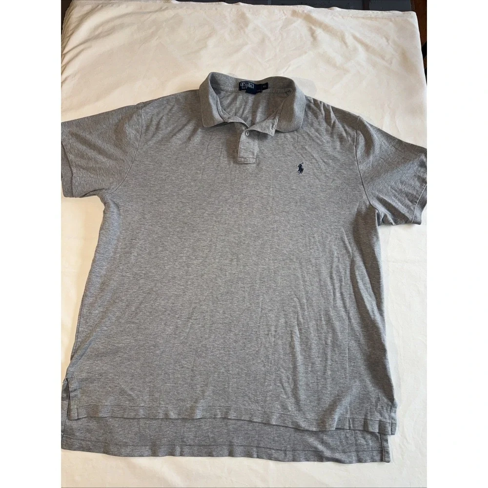 Polo Ralph Lauren Mens XL Classic Fit‎ Gray Polo Shirt Navy Pony Logo